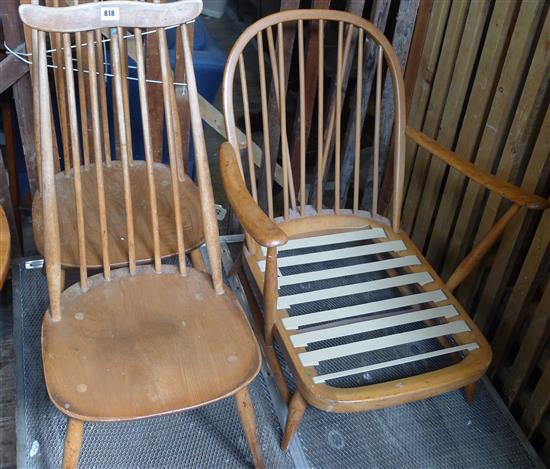 Pair of arm chairs and 2 other chairs